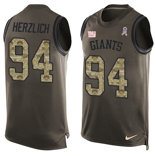 Men's Limited Mark Herzlich Nike Jersey Green - #94 Salute to Service Tank Top NFL New York Giants